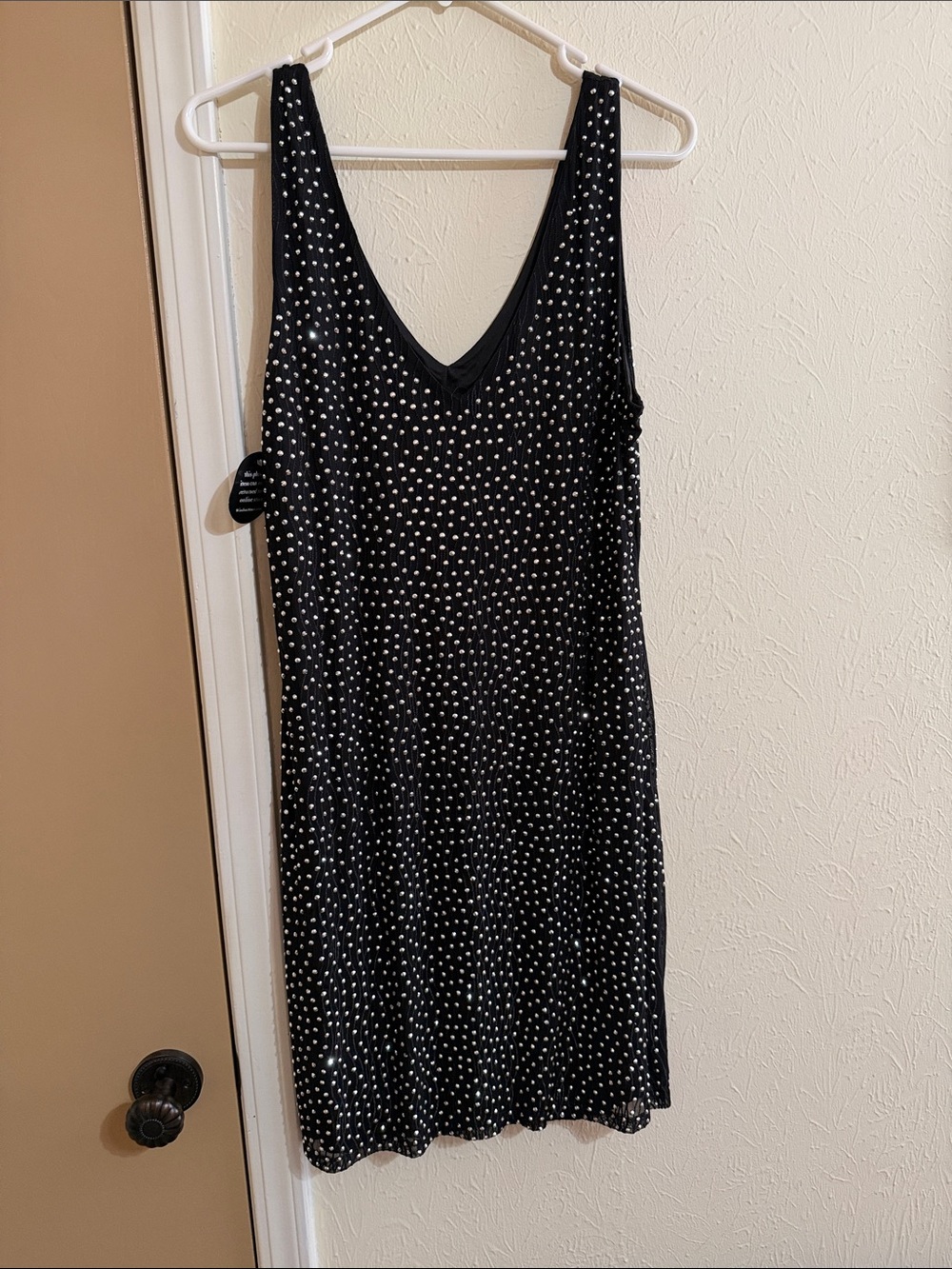 Windsor Black Mini Dress with Silver Sequin Dots